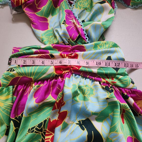 Boohoo Maxi Dress Womens 4 Floral Printed Ruffle Tiered Cut Out Dress Festival - Picture 13 of 16